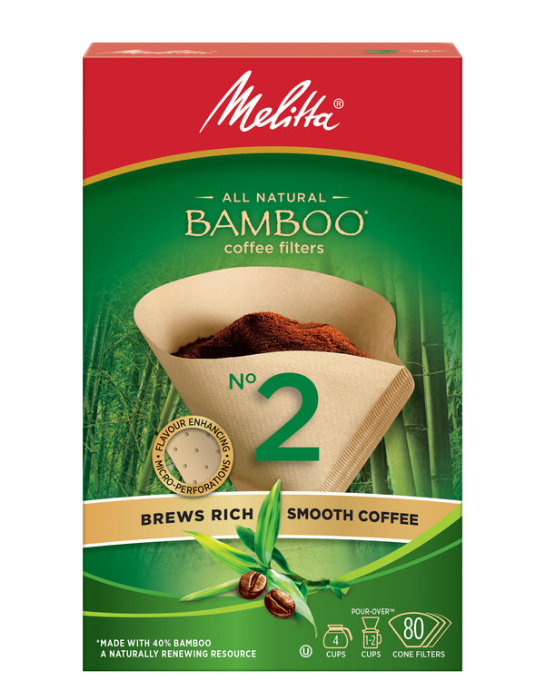 Melitta #2 Bamboo Cone Coffee Filter | 80 per box
