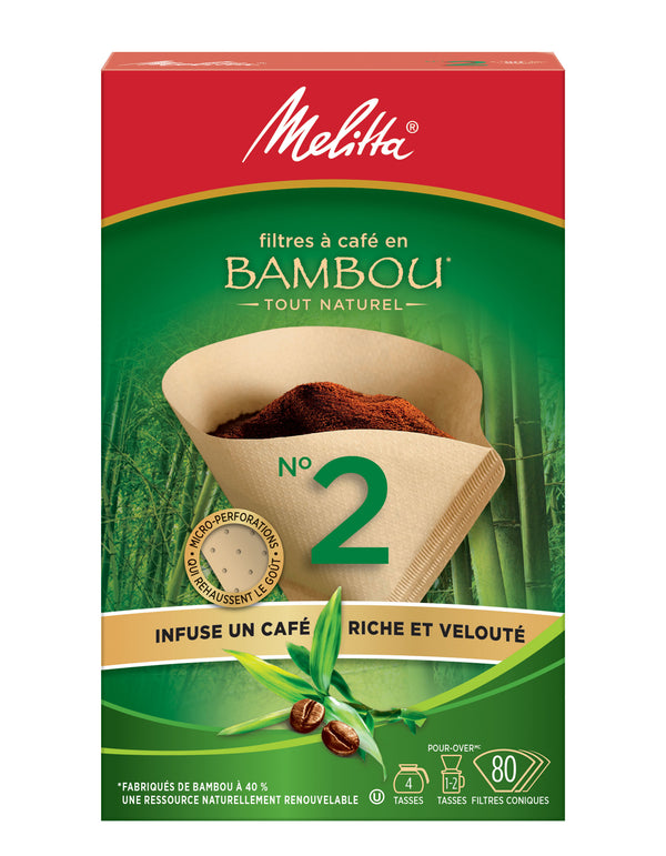 Melitta #2 Bamboo Cone Coffee Filter | 80 per box
