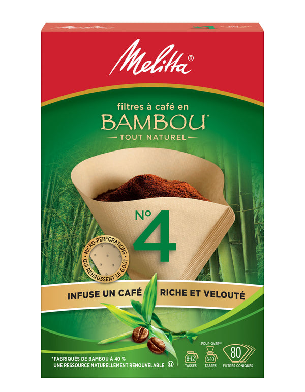 Melitta #4 Bamboo Cone Coffee Filter | 80 Pack